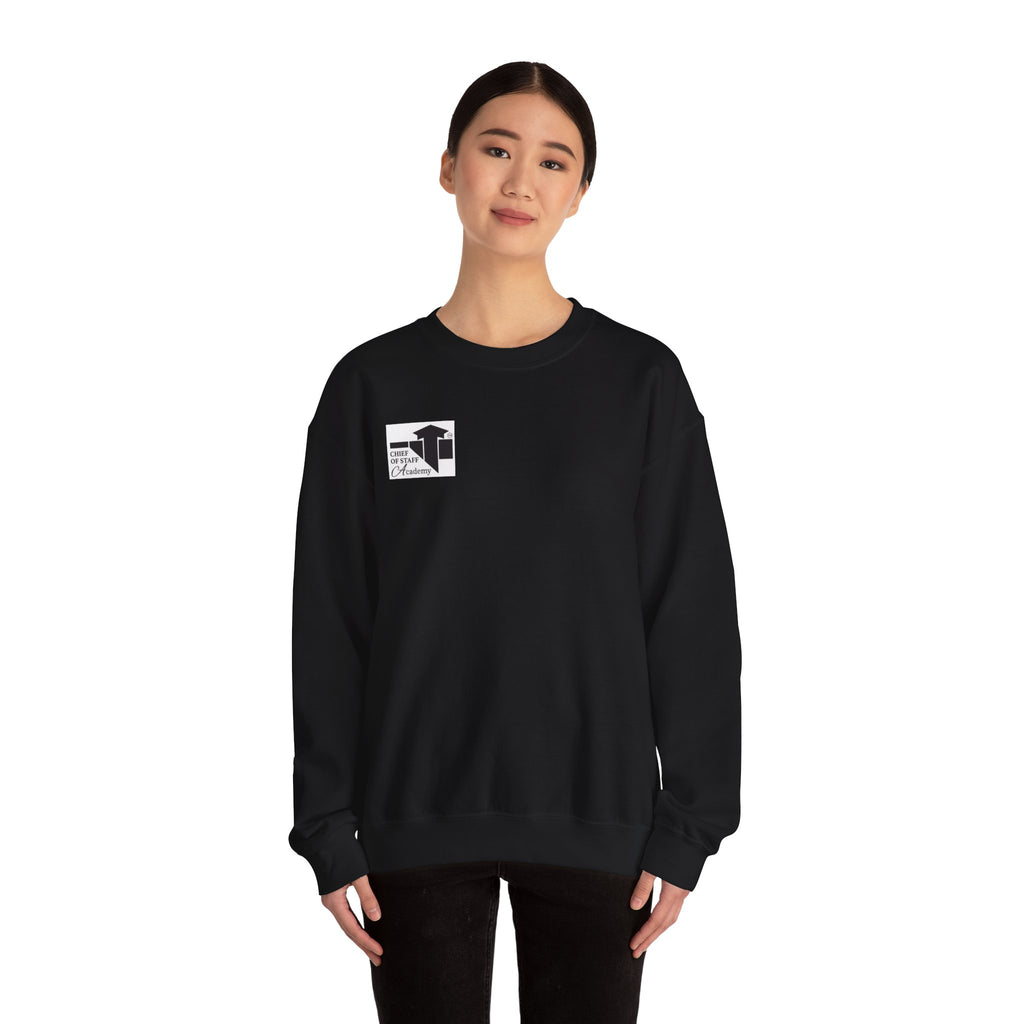 Minimalist Chest Logo Crewneck Sweatshirt — Small Black Graphic