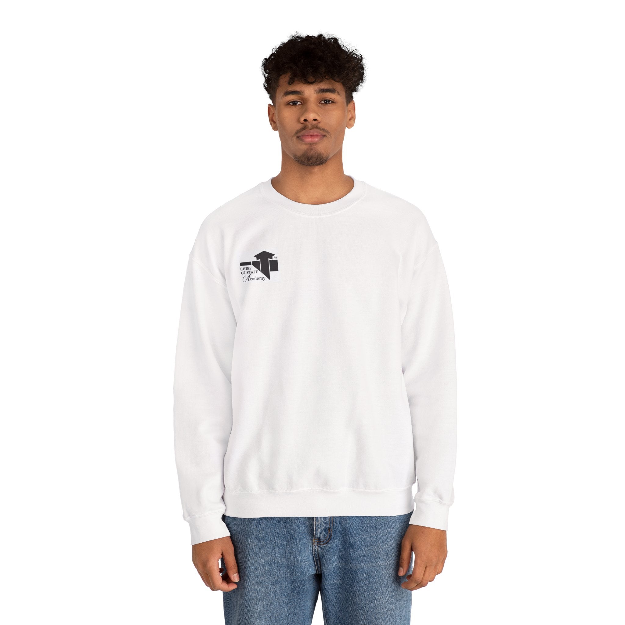 Minimalist Chest Logo Crewneck Sweatshirt — Small Black Graphic