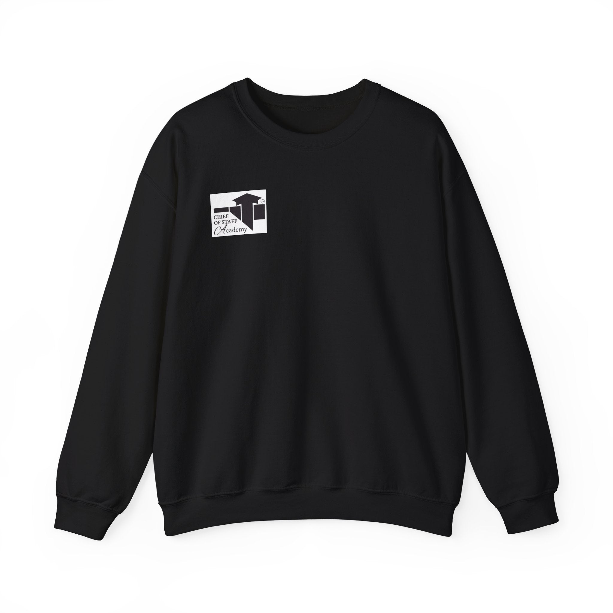 Minimalist Chest Logo Crewneck Sweatshirt — Small Black Graphic
