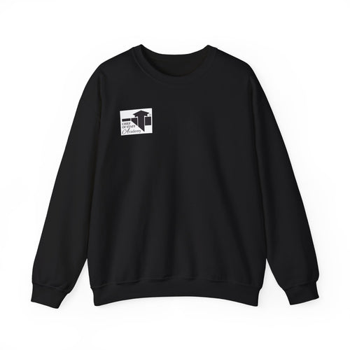 Minimalist Chest Logo Crewneck Sweatshirt — Small Black Graphic
