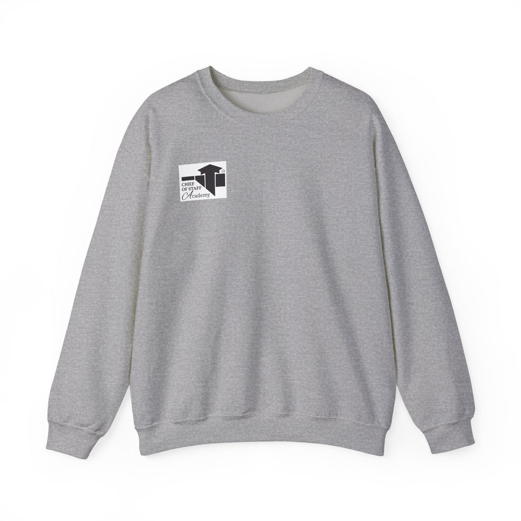 Minimalist Chest Logo Crewneck Sweatshirt — Small Black Graphic