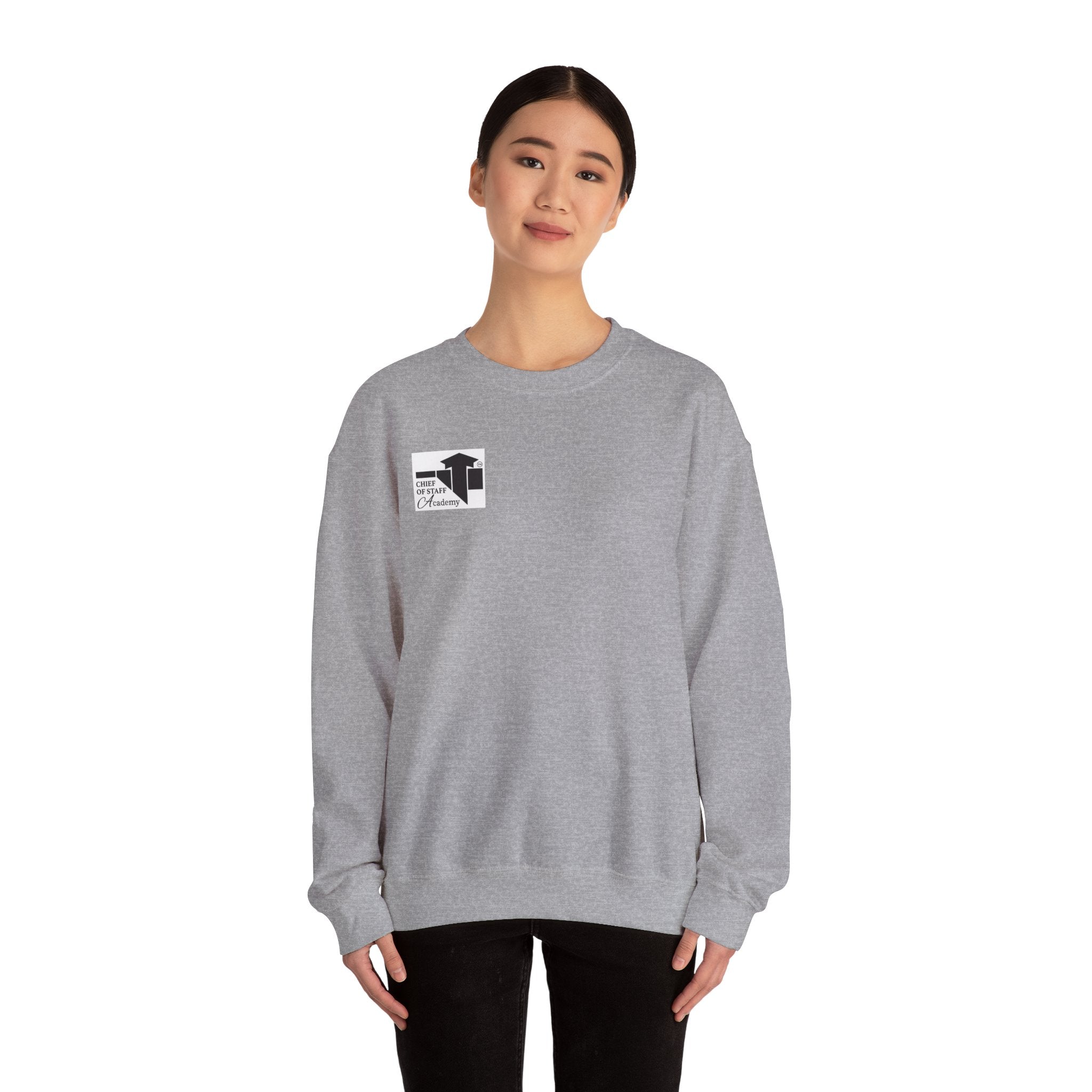 Minimalist Chest Logo Crewneck Sweatshirt — Small Black Graphic
