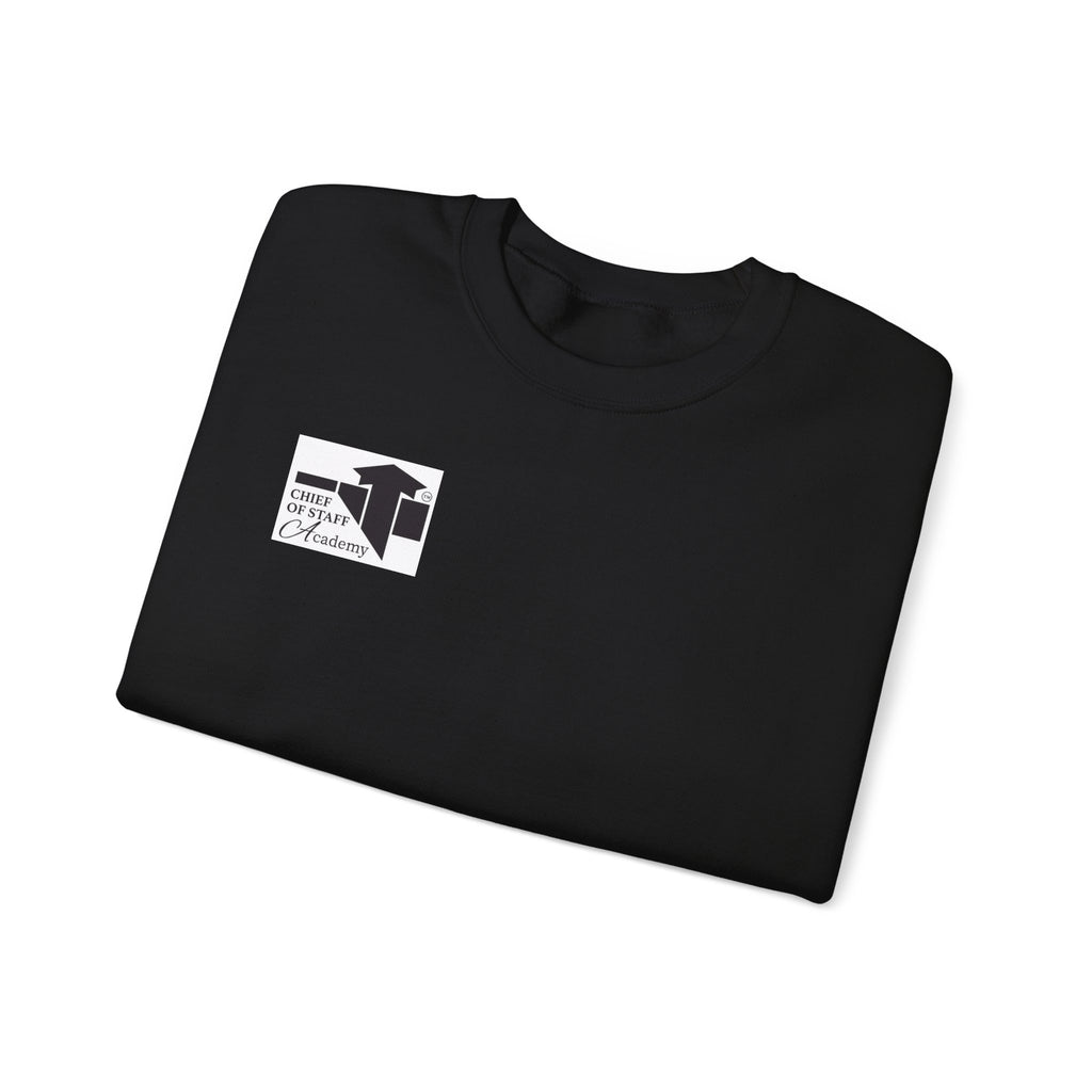 Minimalist Chest Logo Crewneck Sweatshirt — Small Black Graphic