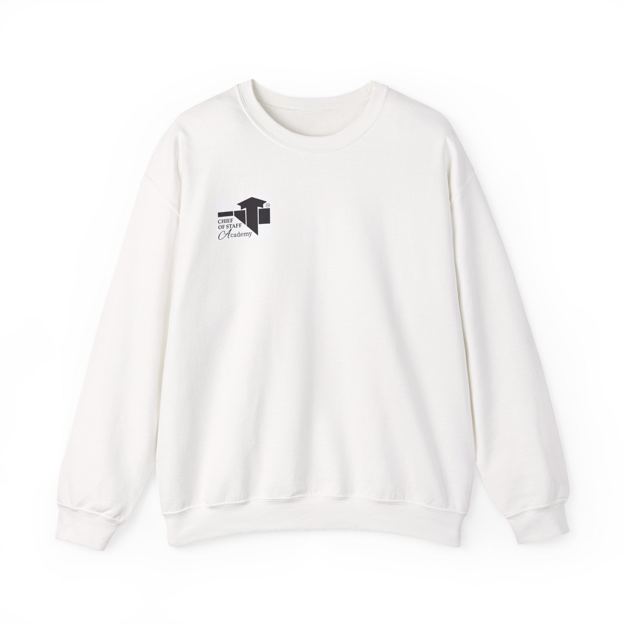 Minimalist Chest Logo Crewneck Sweatshirt — Small Black Graphic